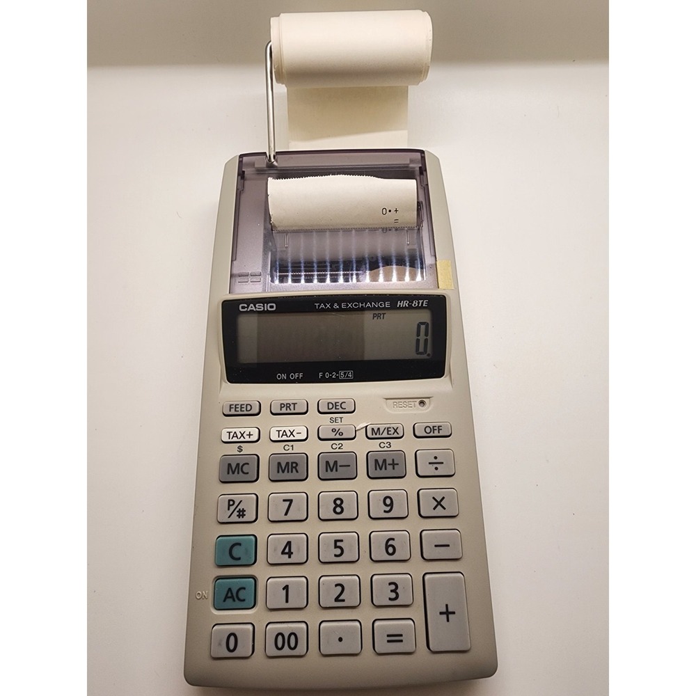 Casio HR-8TE Plus-w 12 Digit Calculator - Portable Printer - No Adaptor